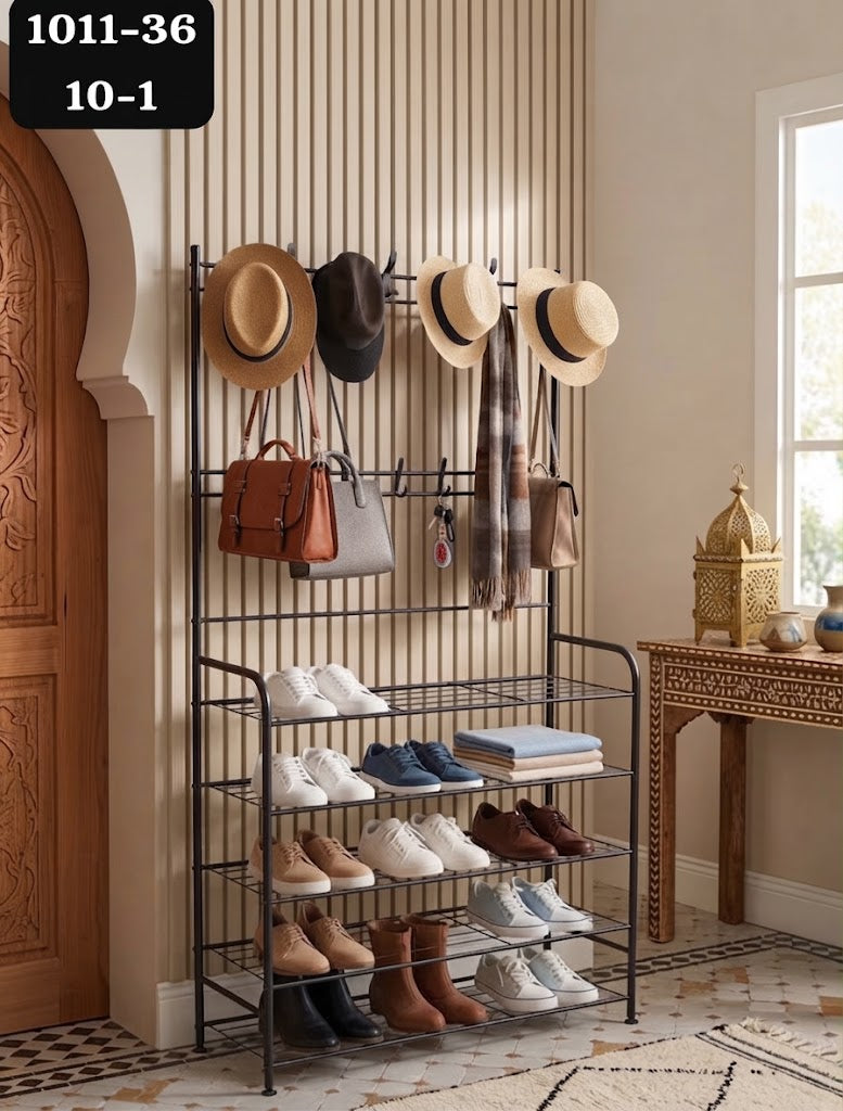 Porte-Manteau et Étagère à Chaussures Métallique