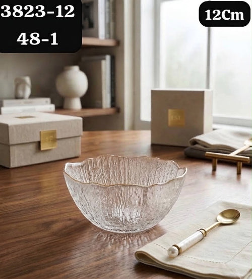 Petit Bol en Verre Martelé Liseré Doré 12 cm