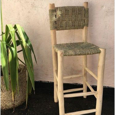 Tabouret Beldi Marocain en Bois d’Eucalyptus et Corde – Artisanat Traditionnel