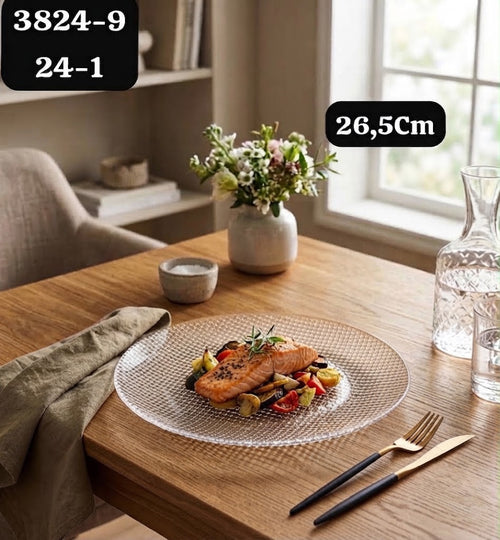 Grande Assiette en Verre Relief Perlé 26,5 cm