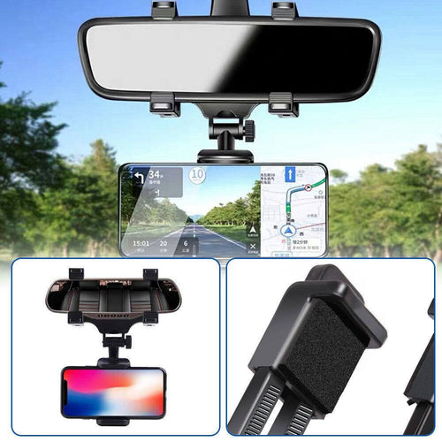 Support Smartphone Rétrovisseur Rotatif 360° pour Voiture