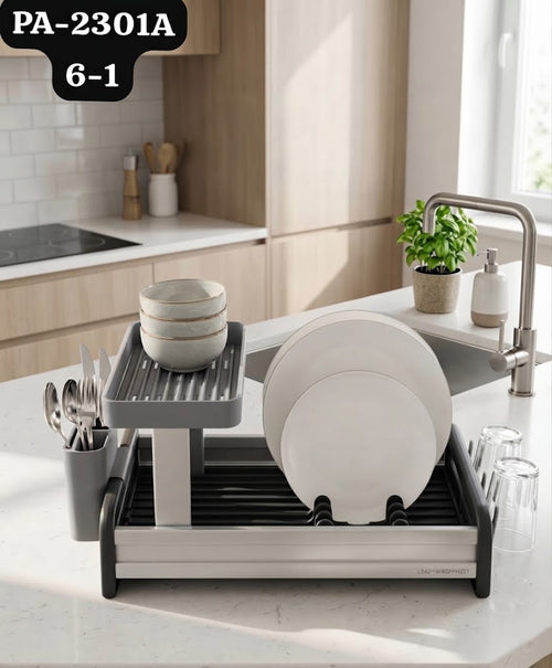 Egouttoir a Vaisselle Moderne 2 Niveaux en Aluminium
